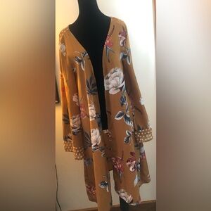 LoveRiche Floral & Polka Dot Mustard Kimono size medium